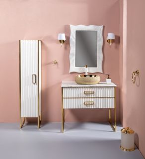 Тумба под раковину Armadi Art Monaco 100см белый/золото 867-100-WG